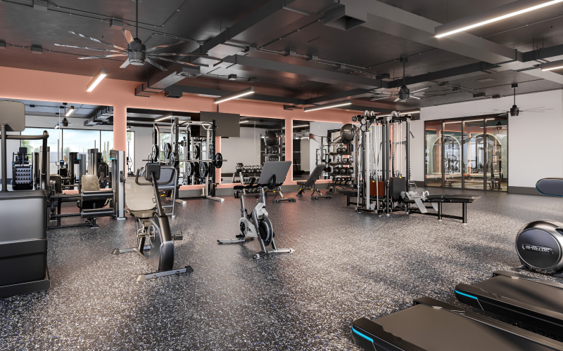 a gym with exercise equipment