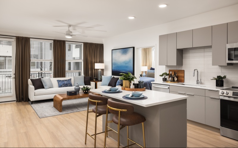 Living room with island