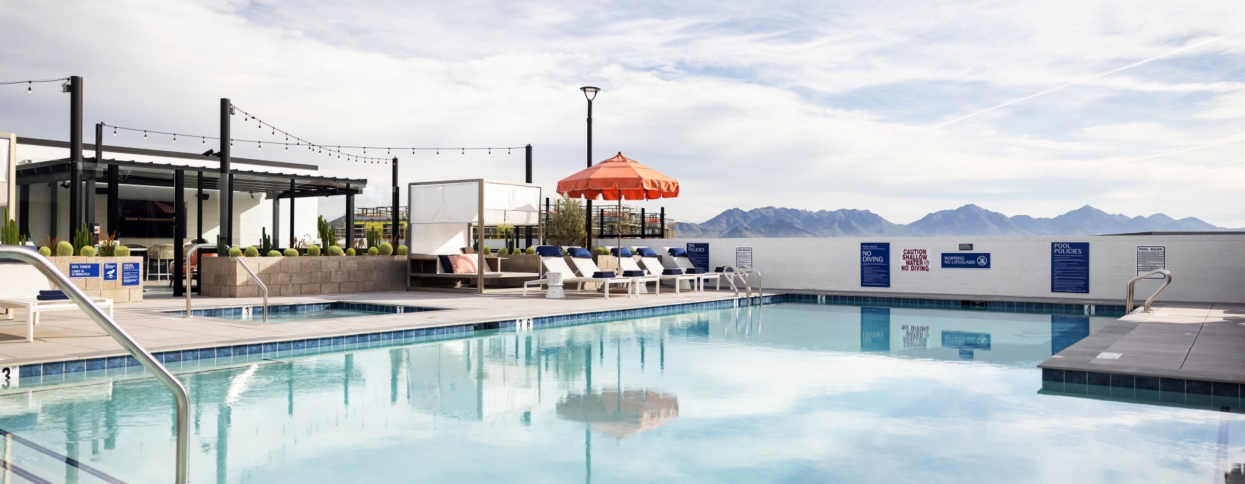 rooftop pool with mountain views
